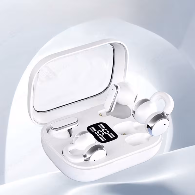 White colour variant of the His and Hers dual earbuds